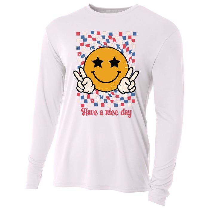 Have A Nice Day Smiley Face | 4th Of July Cooling Performance Long Sleeve Crew