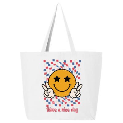 Have A Nice Day Smiley Face | 4th Of July 25L Jumbo Tote