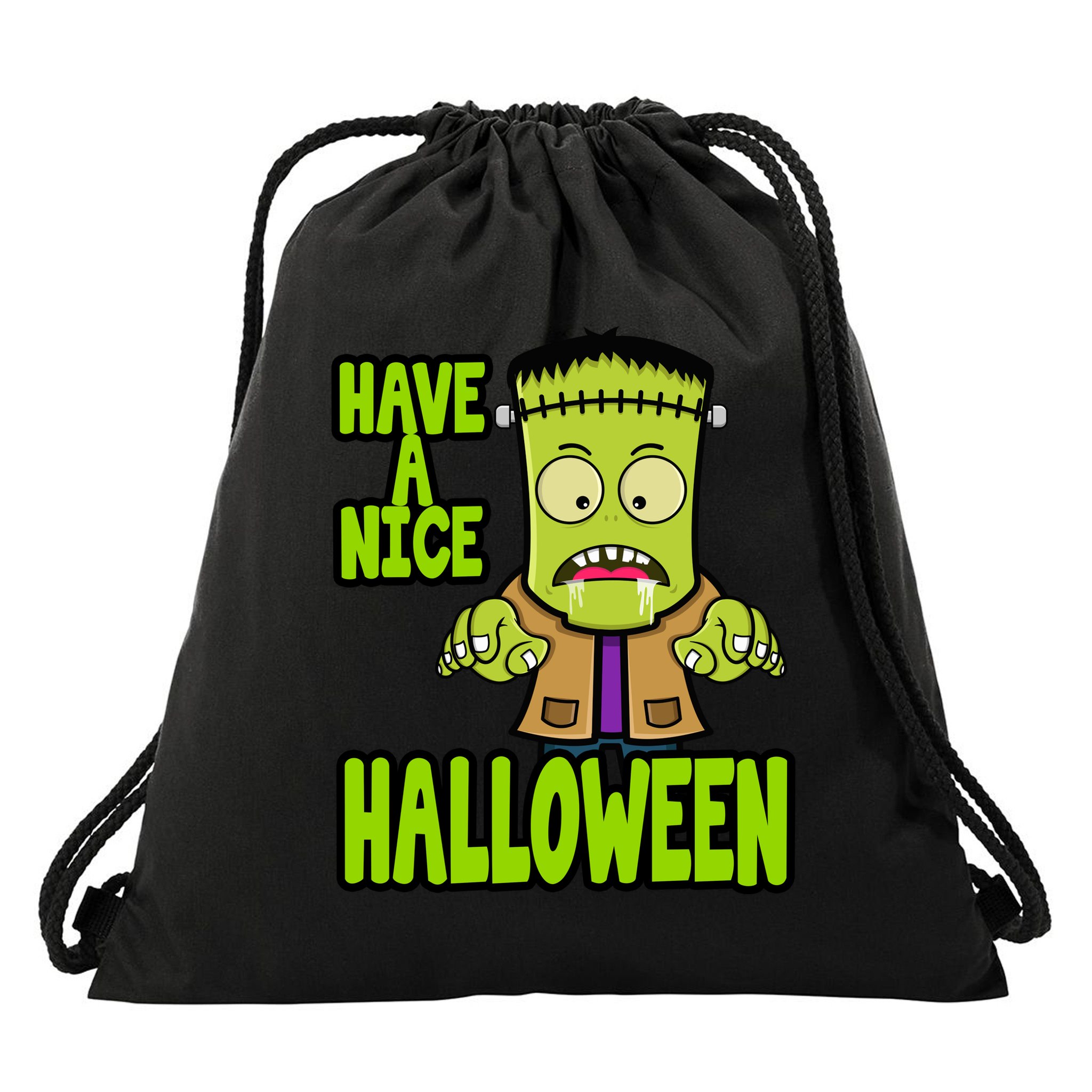 Have A Nice Halloween Frankenstein Monster Drawstring Bag