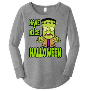 Have A Nice Halloween Frankenstein Monster Women's Perfect Tri Tunic Long Sleeve Shirt