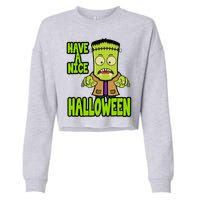 Have A Nice Halloween Frankenstein Monster Cropped Pullover Crew