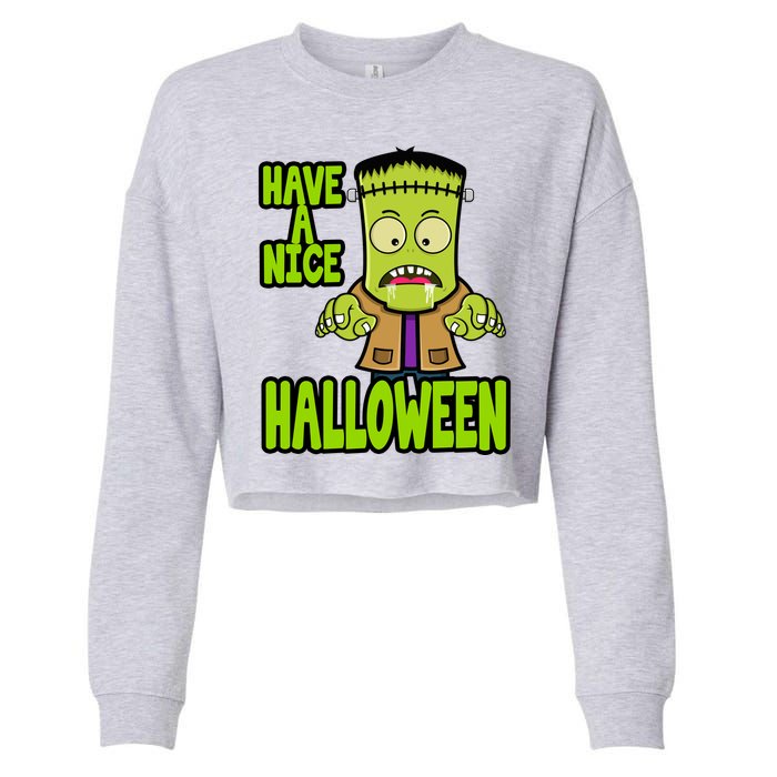 Have A Nice Halloween Frankenstein Monster Cropped Pullover Crew