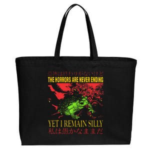 Horrors Are Never Ending Yet I Remain Silly Japanese Frog Cotton Canvas Jumbo Tote