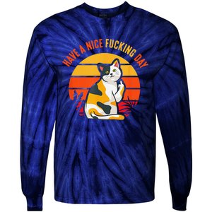 Have A Nice Fucking Day Cat Kitten Raunchy Humor Tie-Dye Long Sleeve Shirt