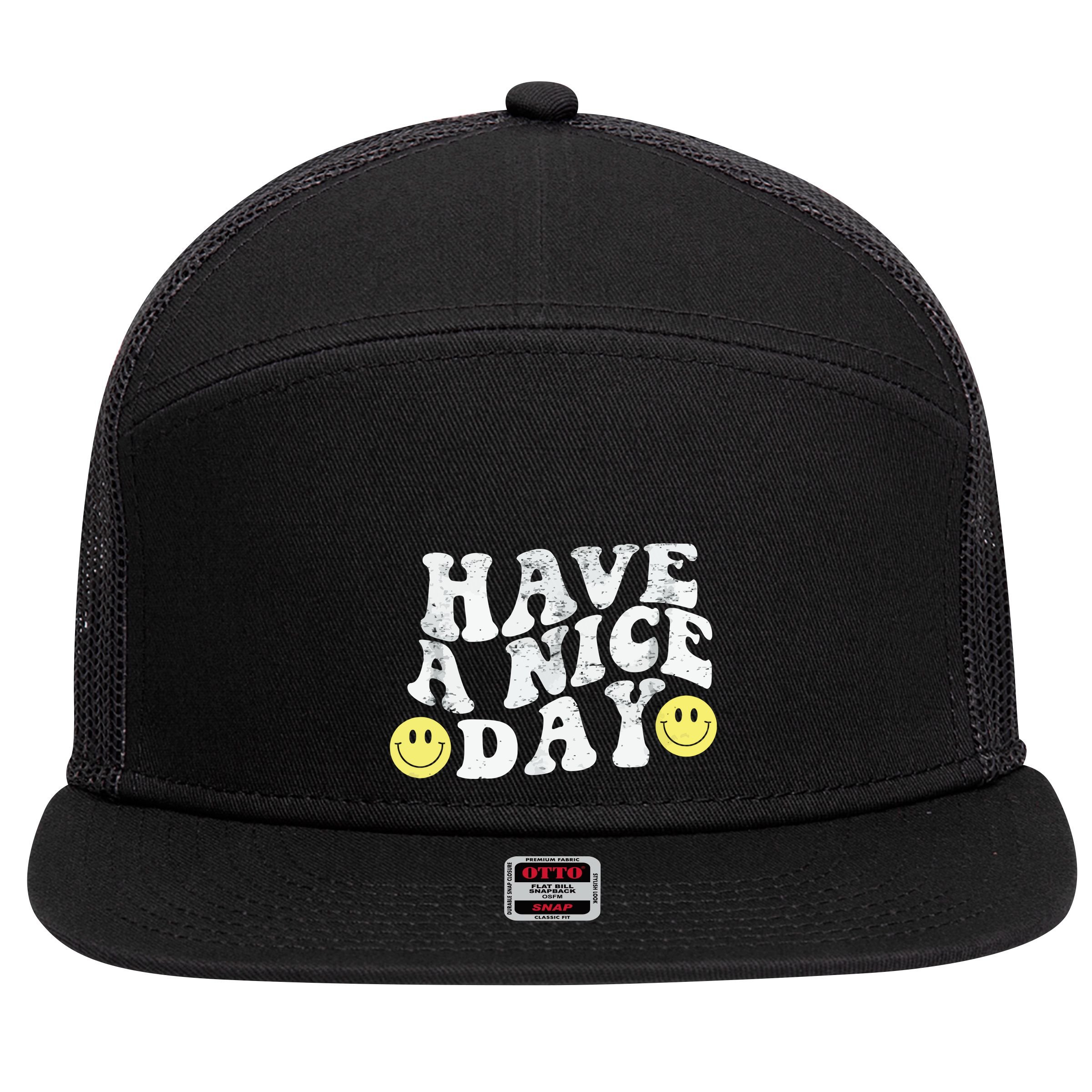 Have A Nice Day Smile 7 Panel Mesh Trucker Snapback Hat