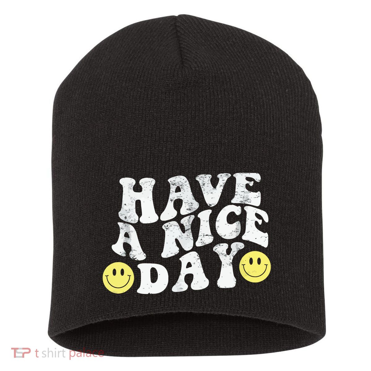 Have A Nice Day Smile Short Acrylic Beanie