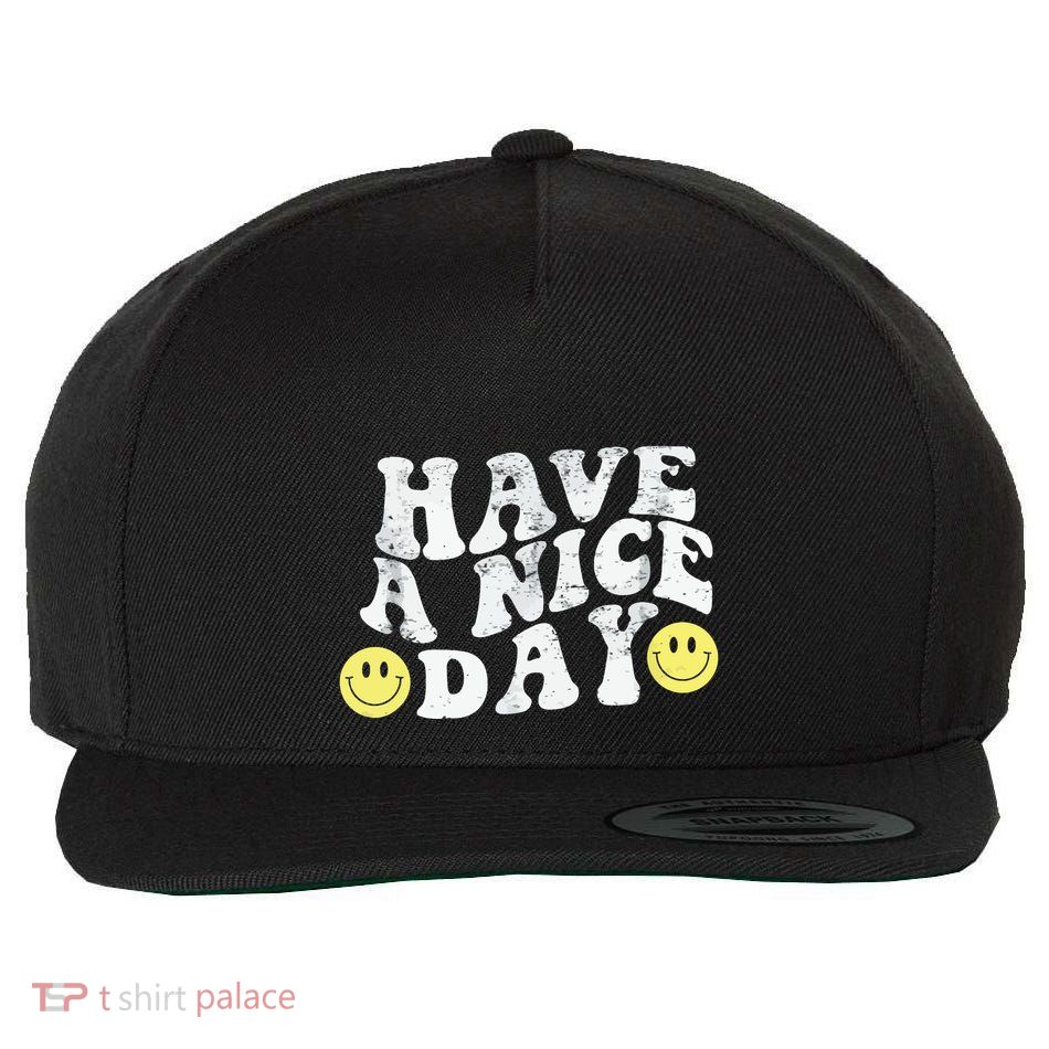 Have A Nice Day Smile Wool Snapback Cap