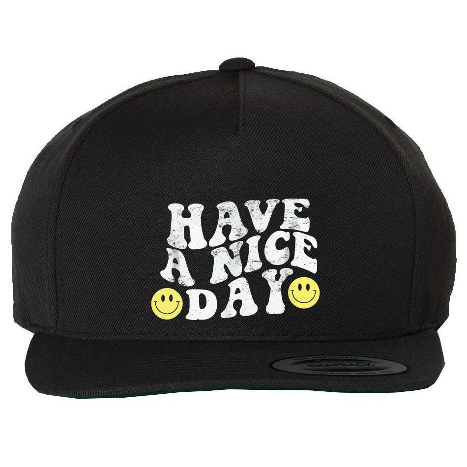 Have A Nice Day Smile Wool Snapback Cap