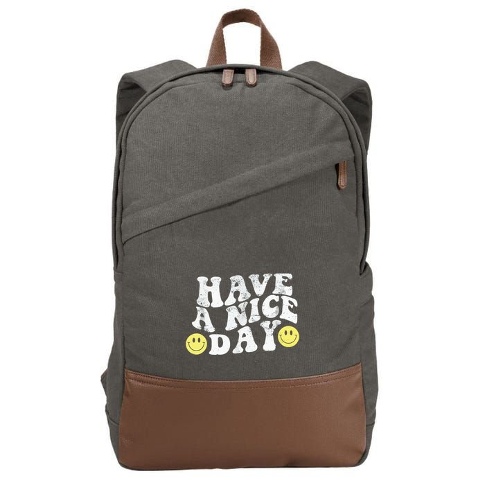 Have A Nice Day Smile Cotton Canvas Backpack