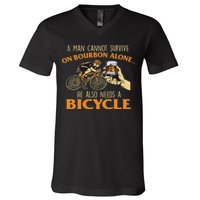 He Also Needs A Bicycle Cycling Biker Bicyclist Cyclist V-Neck T-Shirt
