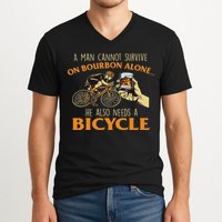 He Also Needs A Bicycle Cycling Biker Bicyclist Cyclist V-Neck T-Shirt