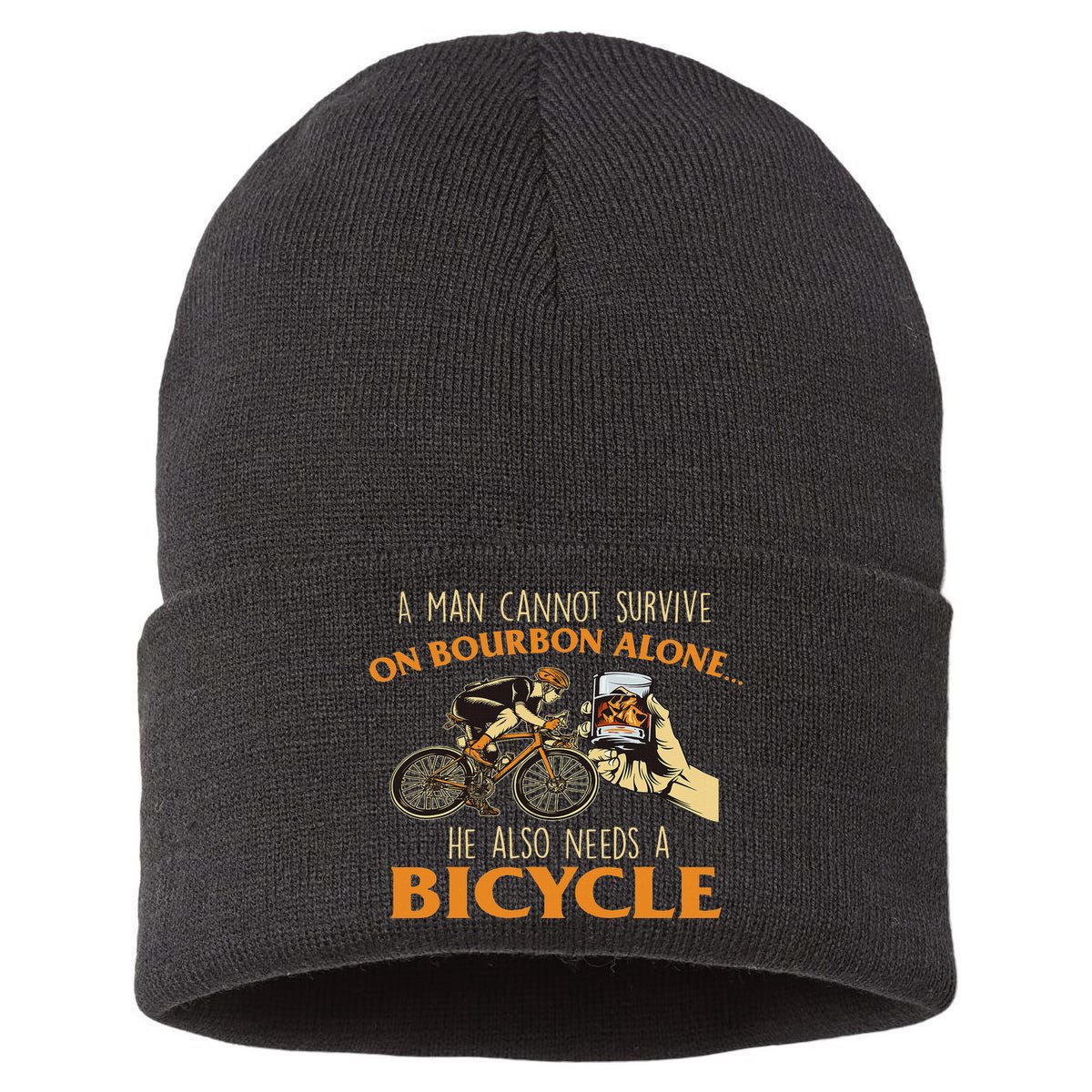 He Also Needs A Bicycle Cycling Biker Bicyclist Cyclist Sustainable Knit Beanie