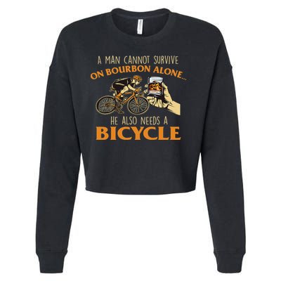 He Also Needs A Bicycle Cycling Biker Bicyclist Cyclist Cropped Pullover Crew