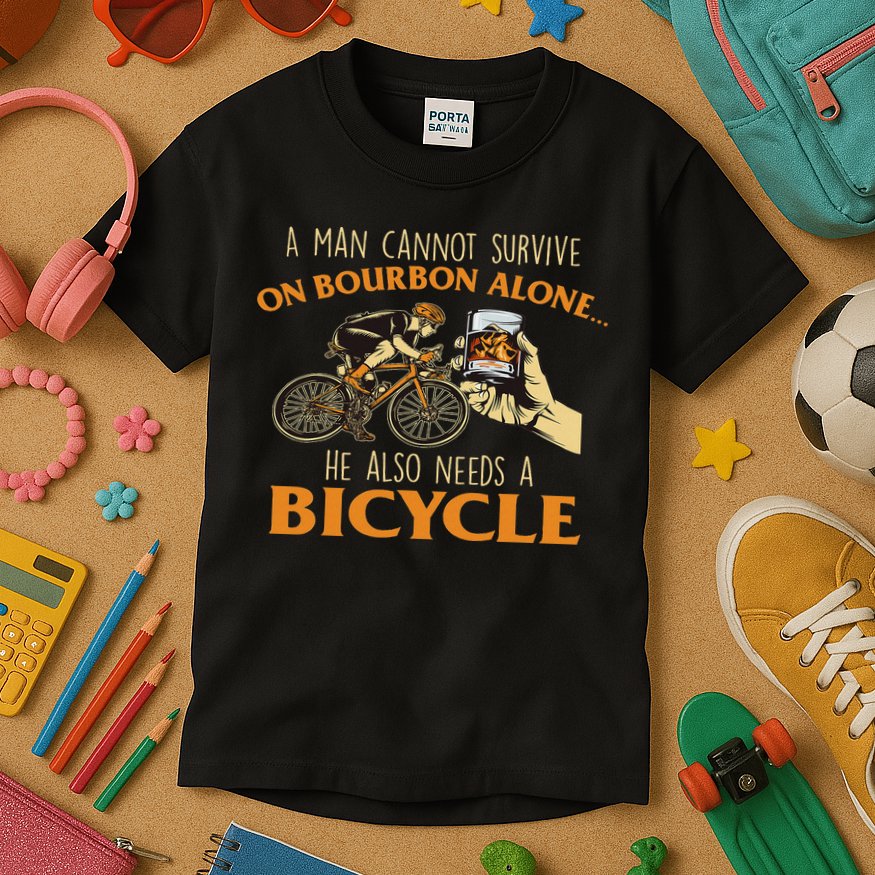 He Also Needs A Bicycle Cycling Biker Bicyclist Cyclist Kids T-Shirt
