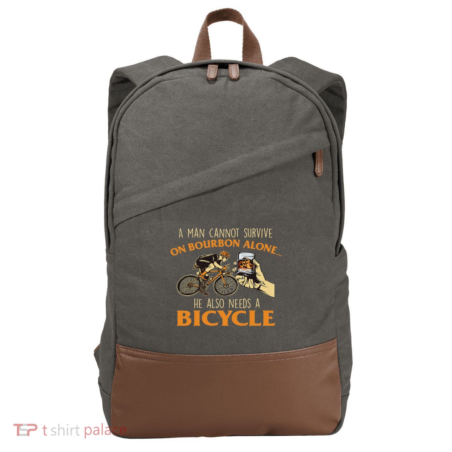 He Also Needs A Bicycle Cycling Biker Bicyclist Cyclist Cotton Canvas Backpack