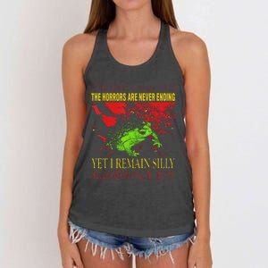 Horrors Are Never Ending Yet I Remain Silly Japanese Frog Women's Knotted Racerback Tank