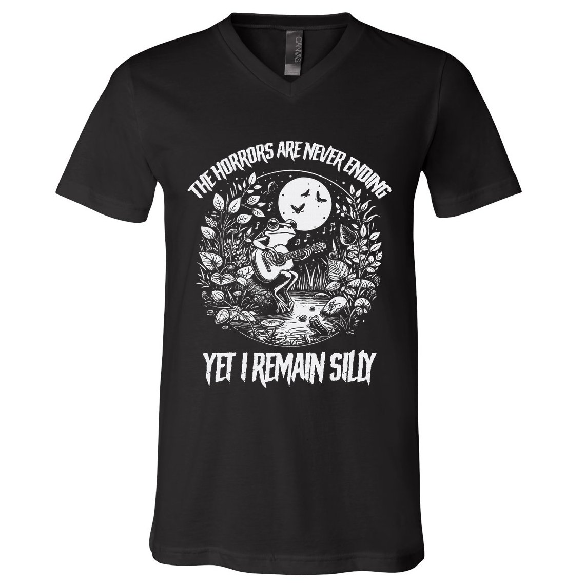 Horrors Are Never Ending Yet I Remain Silly Frog V-Neck T-Shirt