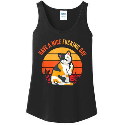 Have A Nice Fucking Day Cat Kitten Adult Raunchy Humor Ladies Essential Tank