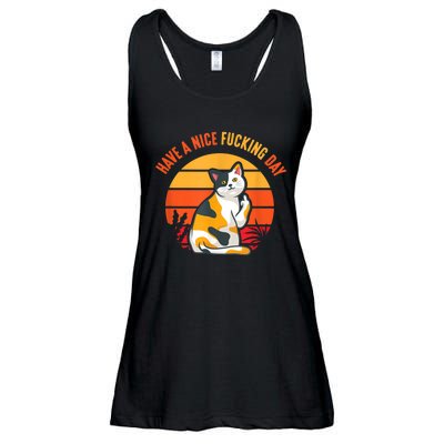 Have A Nice Fucking Day Cat Kitten Adult Raunchy Humor Ladies Essential Flowy Tank