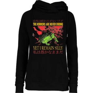 Horrors Are Never Ending Yet I Remain Silly Japanese Frog Womens Funnel Neck Pullover Hood