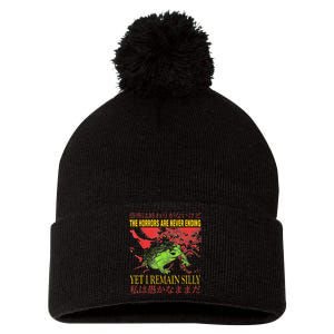 Horrors Are Never Ending Yet I Remain Silly Japanese Frog Pom Pom 12in Knit Beanie