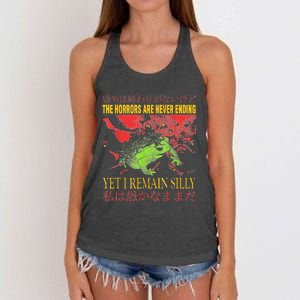 Horrors Are Never Ending Yet I Remain Silly Japanese Frog Women's Knotted Racerback Tank