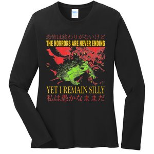 Horrors Are Never Ending Yet I Remain Silly Japanese Frog Ladies Long Sleeve Shirt