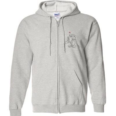 Hand Draw Pitbull Full Zip Hoodie