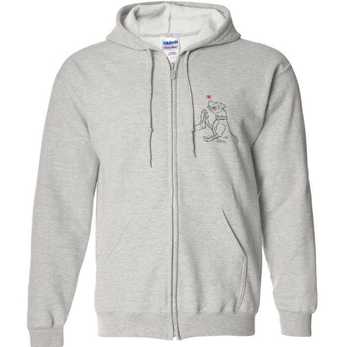 Hand Draw Pitbull Full Zip Hoodie
