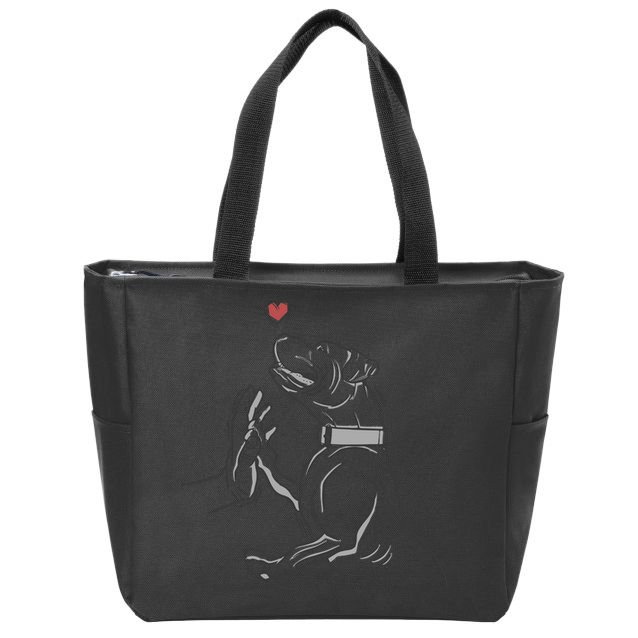Hand Draw Pitbull Zip Tote Bag