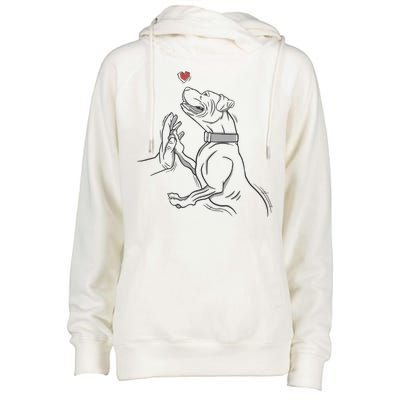 Hand Draw Pitbull Womens Funnel Neck Pullover Hood