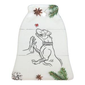 Hand Draw Pitbull Ceramic Bell Ornament