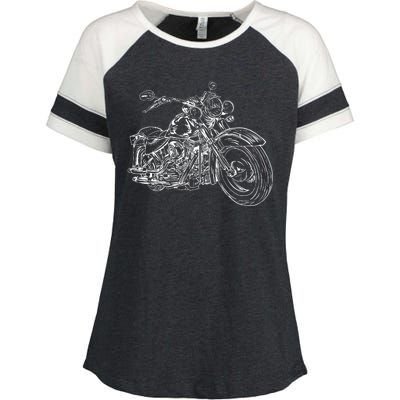 Hand Drawn Motorcycle Enza Ladies Jersey Colorblock Tee