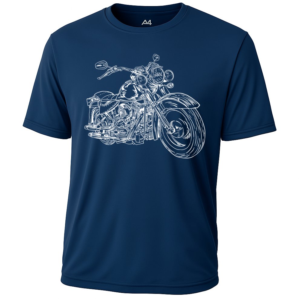 Hand Drawn Motorcycle Cooling Performance Crew T-Shirt
