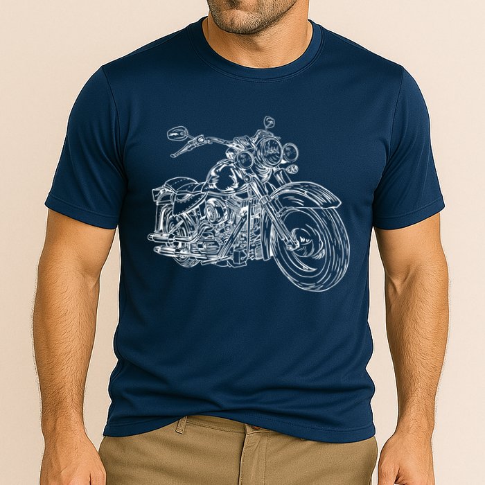 Hand Drawn Motorcycle Cooling Performance Crew T-Shirt
