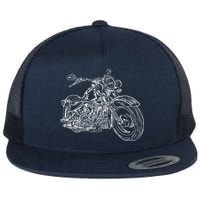 Hand Drawn Motorcycle Flat Bill Trucker Hat