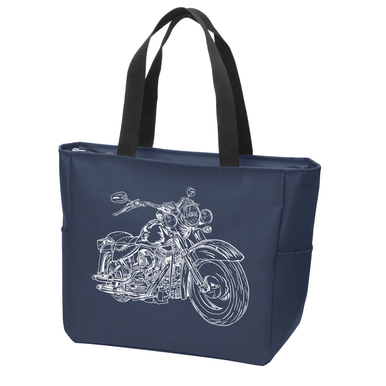 Hand Drawn Motorcycle Zip Tote Bag