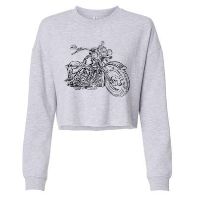 Hand Drawn Motorcycle Cropped Pullover Crew