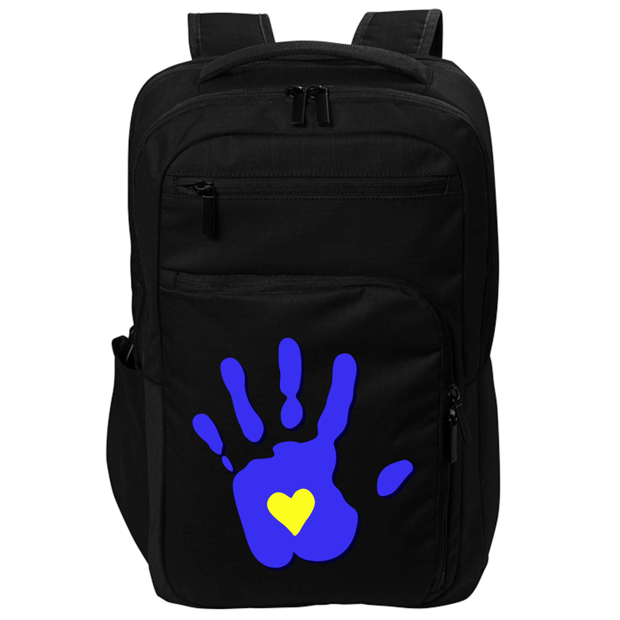 Hand Heart Down Syndrome Awareness Impact Tech Backpack