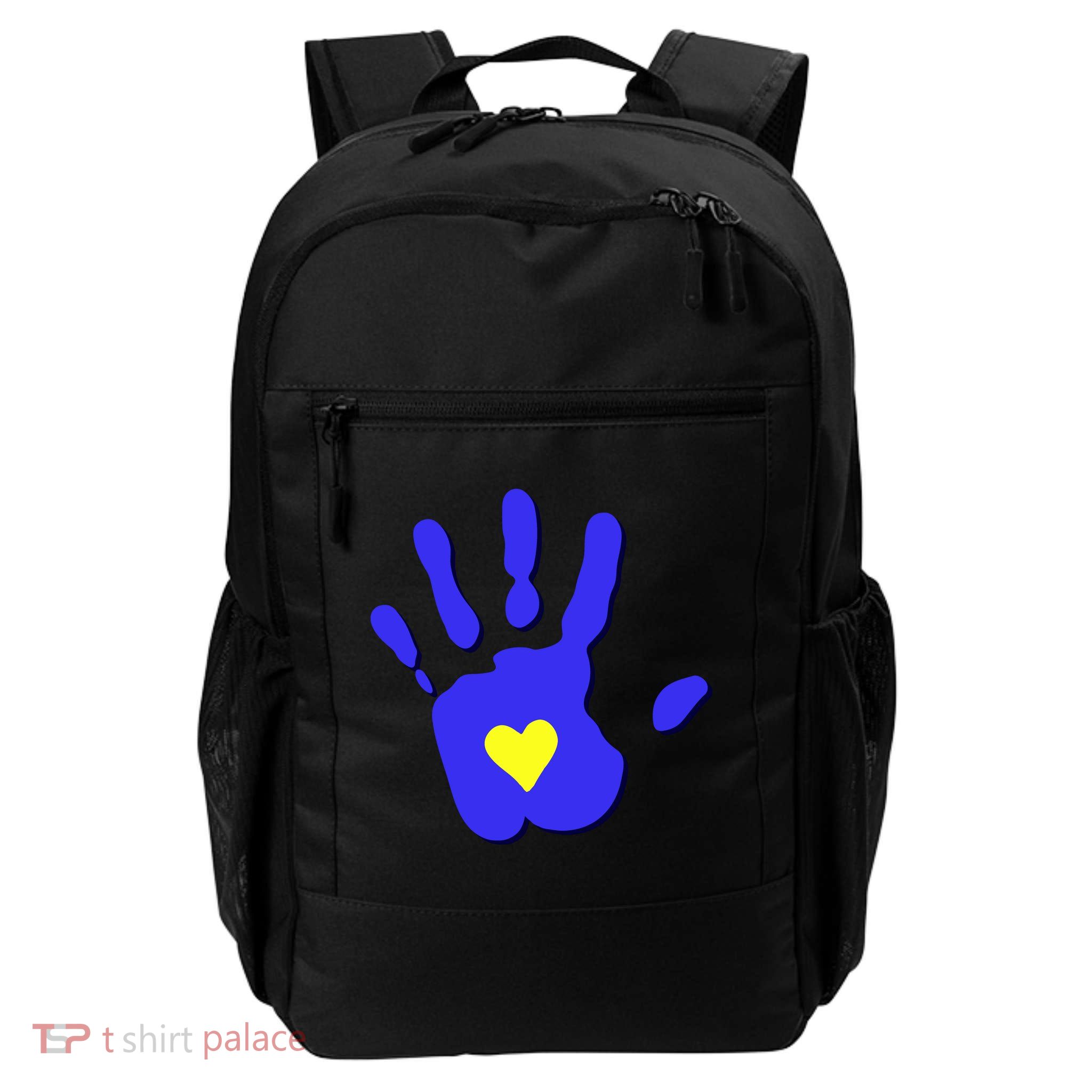 Hand Heart Down Syndrome Awareness Daily Commute Backpack