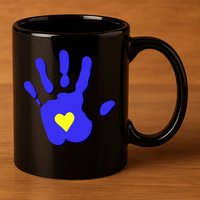 Hand Heart Down Syndrome Awareness 11oz C Handle Ceramic Mug