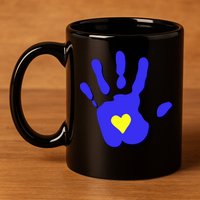 Hand Heart Down Syndrome Awareness 11oz C Handle Ceramic Mug