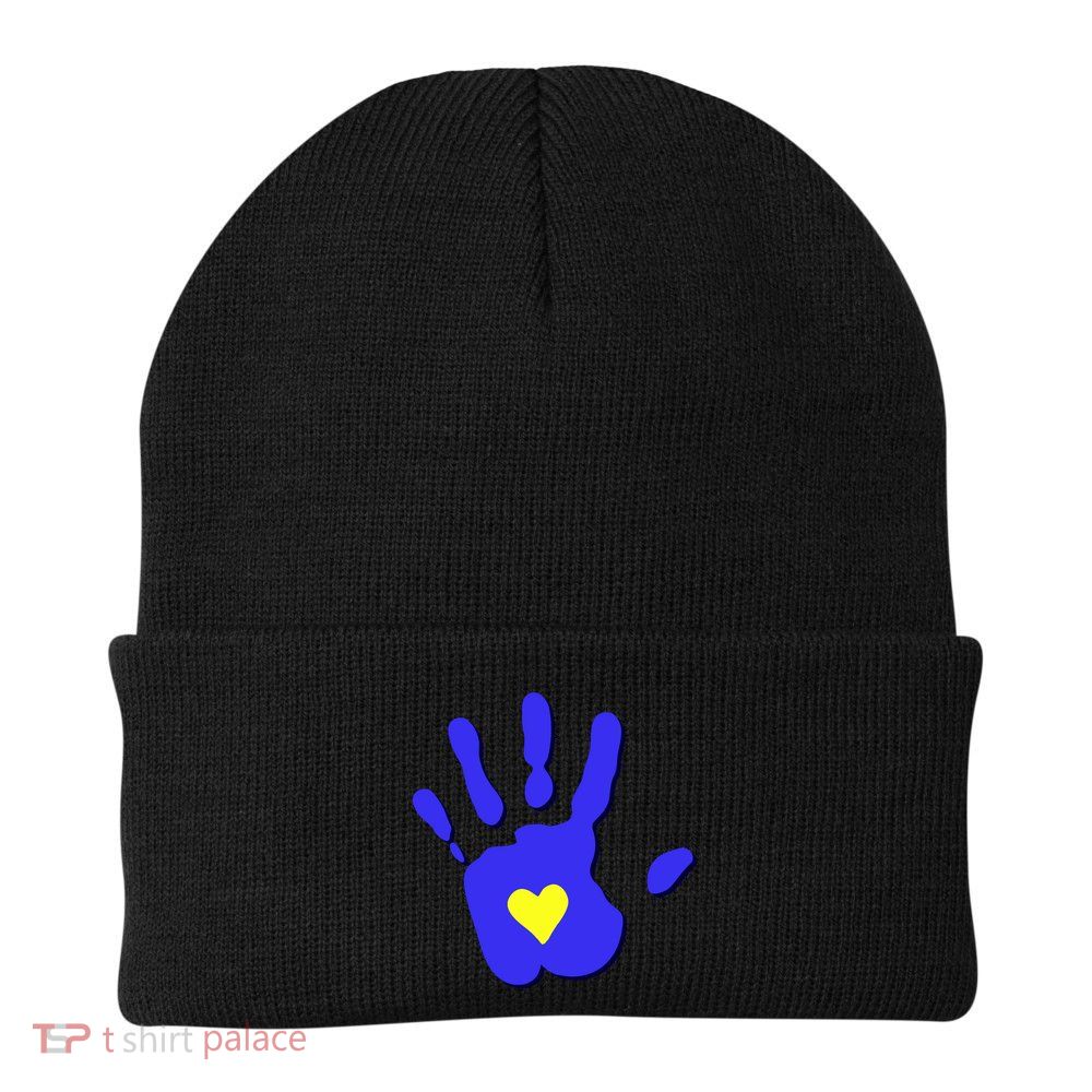 Hand Heart Down Syndrome Awareness Beanie