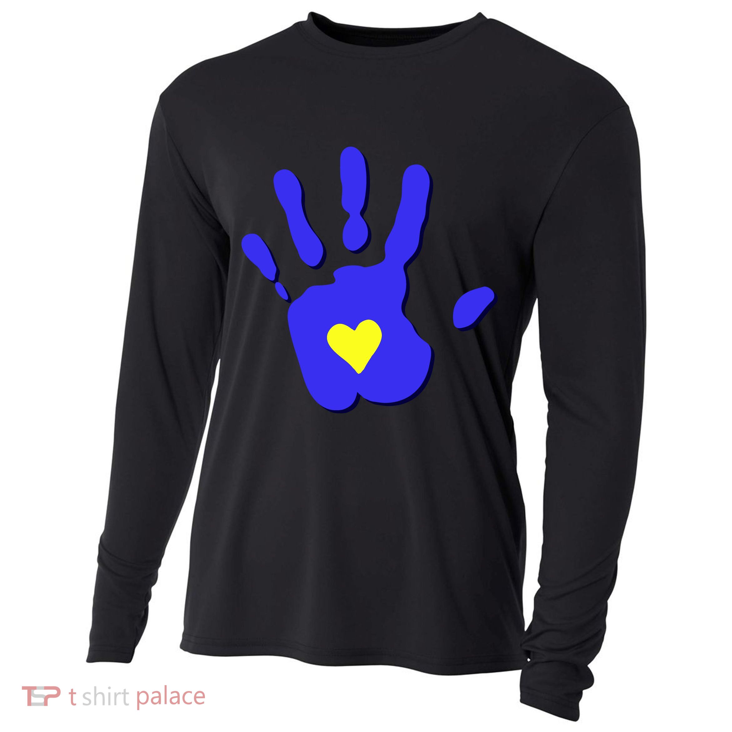 Hand Heart Down Syndrome Awareness Cooling Performance Long Sleeve Crew