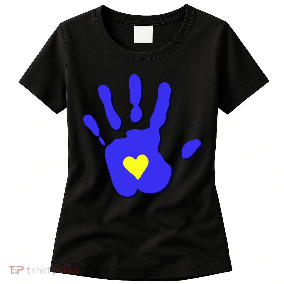 Hand Heart Down Syndrome Awareness Womens T-Shirt