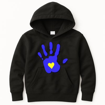 Hand Heart Down Syndrome Awareness Kids Hoodie