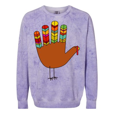 Hand Turkey Thanksgiving Day Colorblast Crewneck Sweatshirt