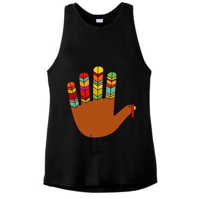 Hand Turkey Thanksgiving Day Ladies PosiCharge Tri-Blend Wicking Tank
