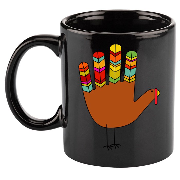 Hand Turkey Thanksgiving Day 11oz C Handle Ceramic Mug