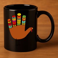 Hand Turkey Thanksgiving Day 11oz C Handle Ceramic Mug